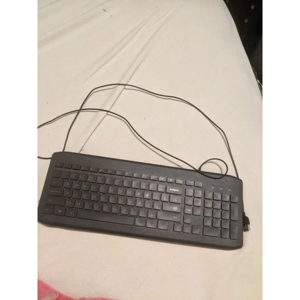 onn. Black Wired USB Keyboard Model 100008652 Office Computer PC Mac